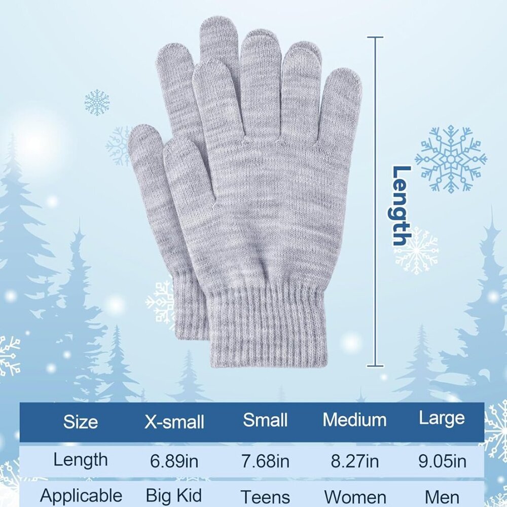 12 Pairs Winter Gloves Knit Warm Gloves Bulk Adult Stretchy Magic Gloves for Men View 2